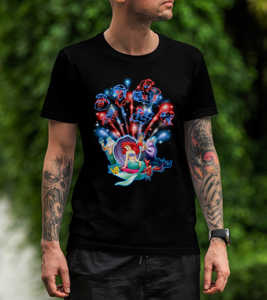 Ariel Firework Little Mermaid Characters Illuminated T-Shirt