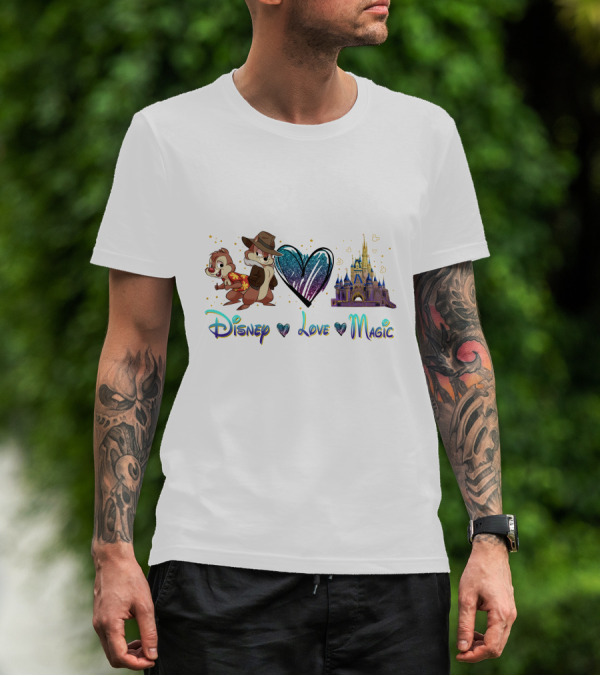 Disney Chip N Dale Love Magic Castle Heart T-Shirt