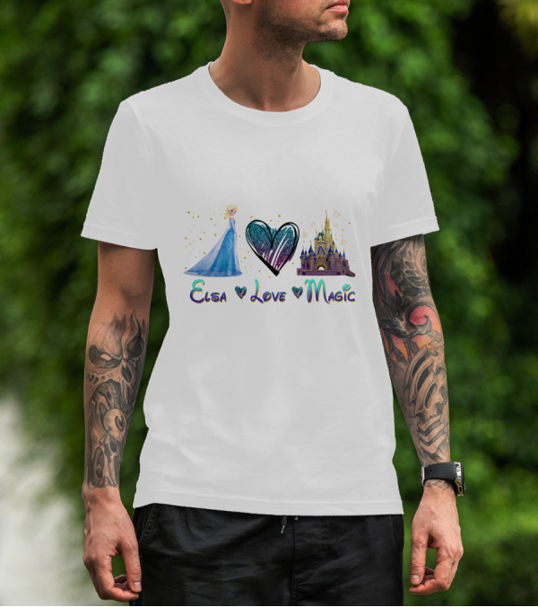 Elsa Love Magic Heart Castle Fantasy T-Shirt