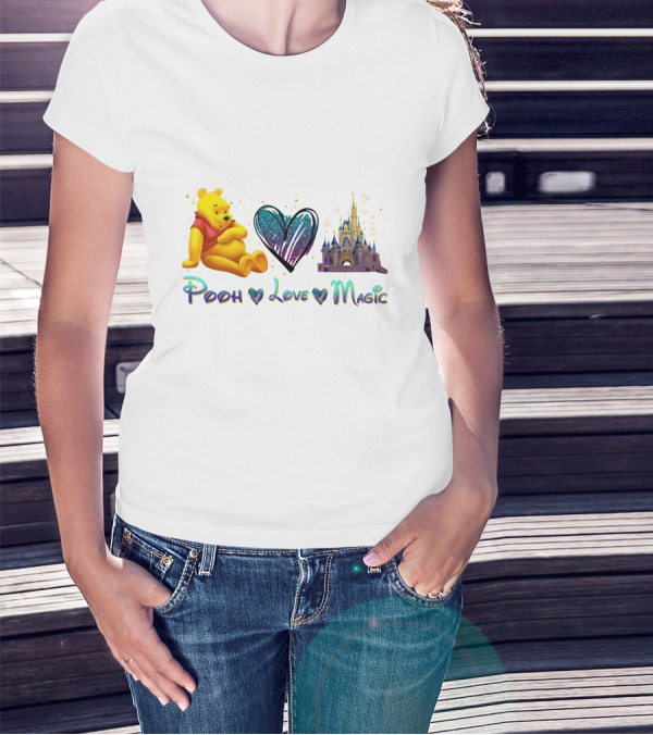 Pooh Love Magic Heart Castle Fantasy T-Shirt