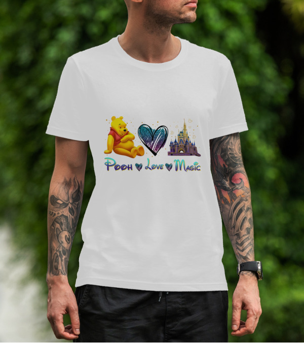 Pooh Love Magic Heart Castle Fantasy T-Shirt