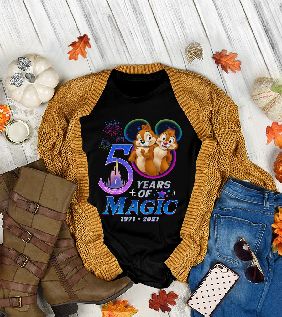 50 Years of Magic Walt Disney World Chip and Dale 1971-2021 T-Shirt