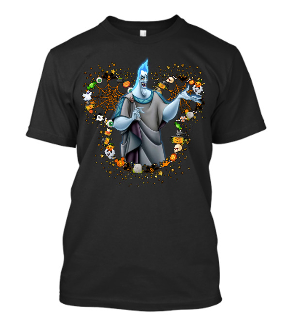 Hades Halloween Firework Pumpkin Ghost Characters Webs And Stars T-Shirt