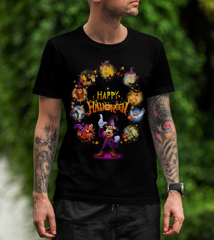 Happy Halloween Lion King Disney Characters Magic Circle T-Shirt