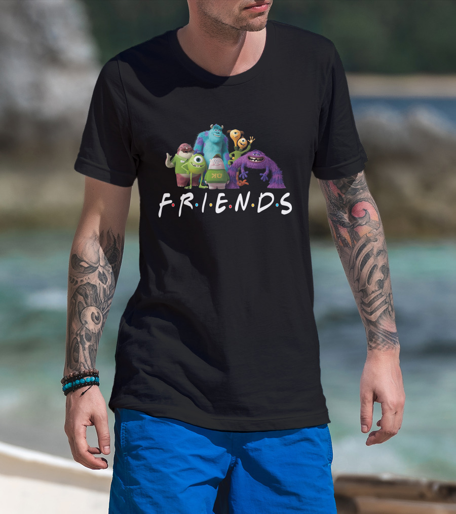 Monsters University Characters With Friends Television Show Style Letters T-Shirt