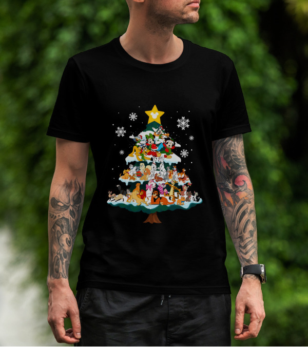 Disney Characters Christmas Tree Snowflakes T-Shirt