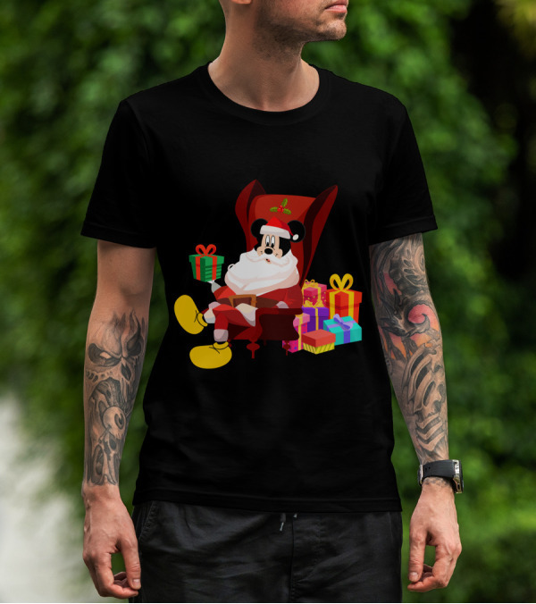 MK Santa Christmas Mickey Mouse With Gifts Iconic Disney Holiday T-Shirt
