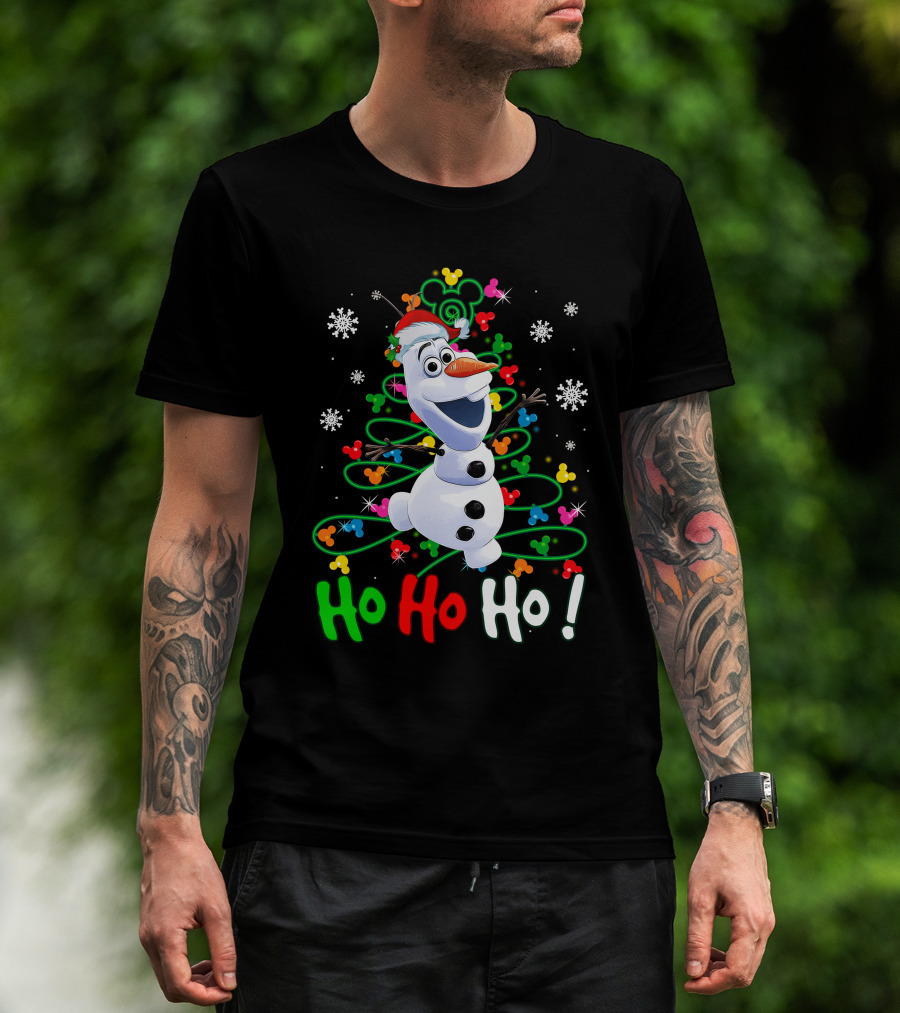 OL HHH Christmas Ho Ho Ho Olaf Disney Frozen Holiday Mickey Mouse Snowflakes T-Shirt