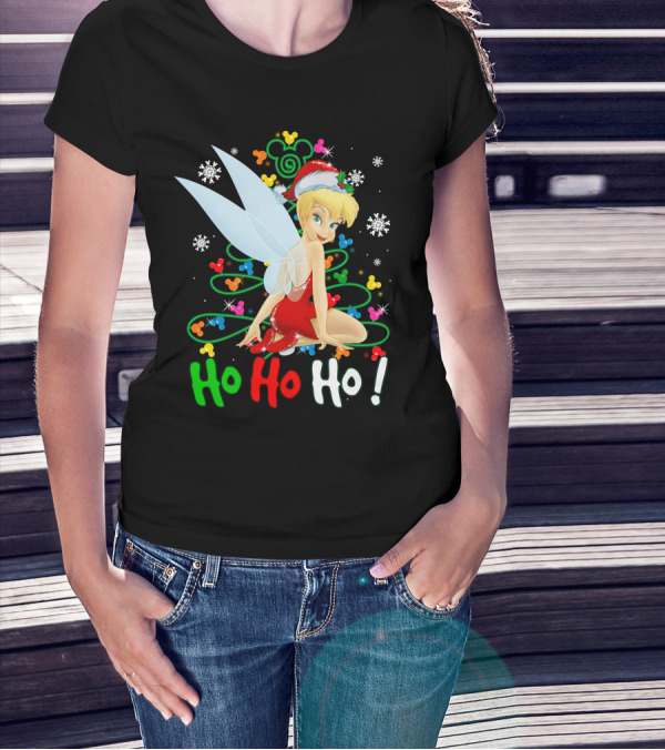 Tinker Bell Ho Ho Ho Mickey Mouse Ears Christmas Tree T-Shirt