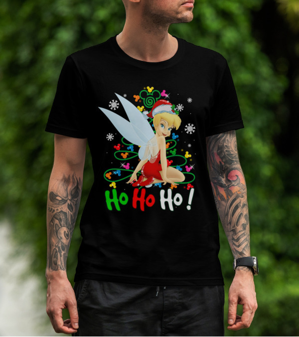 Tinker Bell Ho Ho Ho Mickey Mouse Ears Christmas Tree T-Shirt
