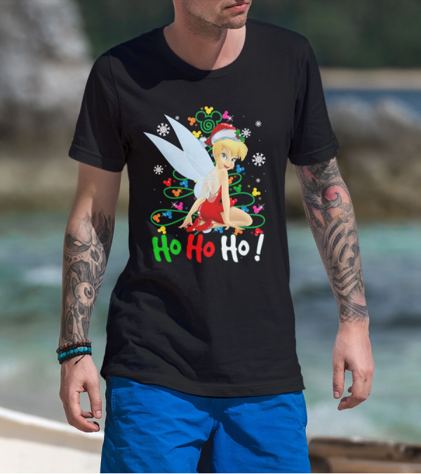 Tinker Bell Ho Ho Ho Mickey Mouse Ears Christmas Tree T-Shirt