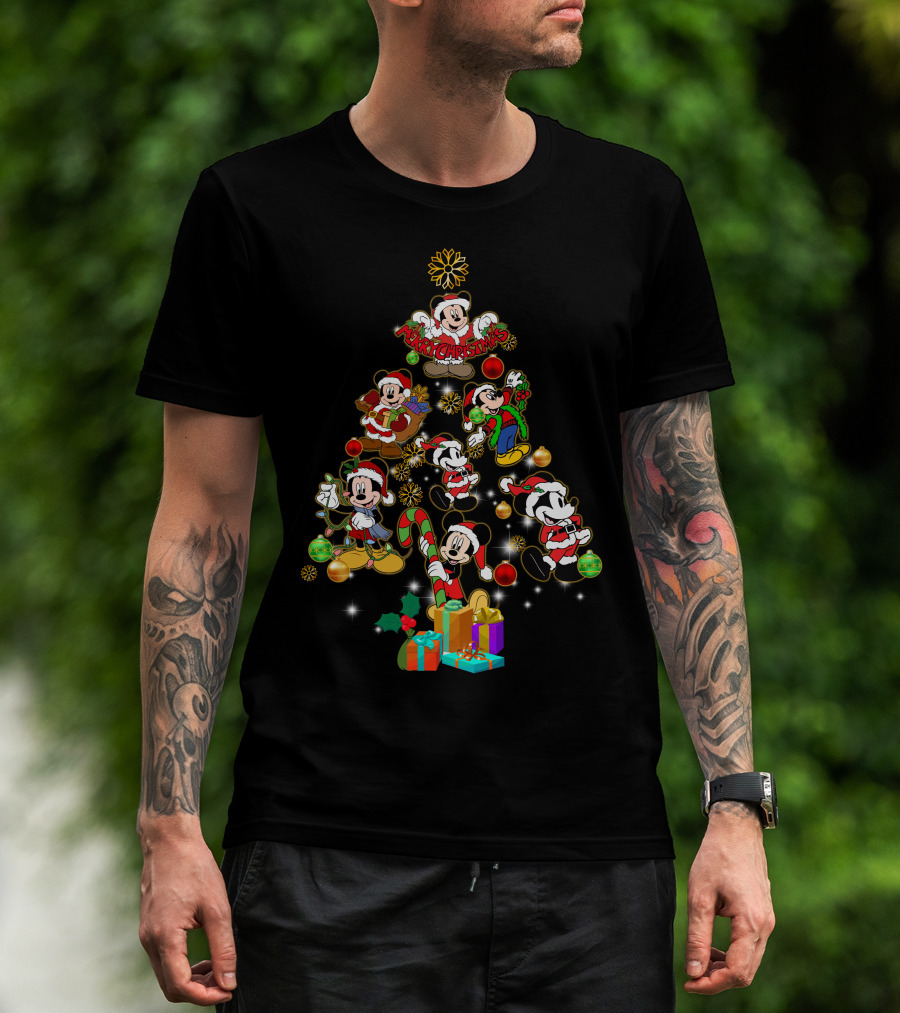 MK Christmas Tree Mickey Characters Holiday T-Shirt