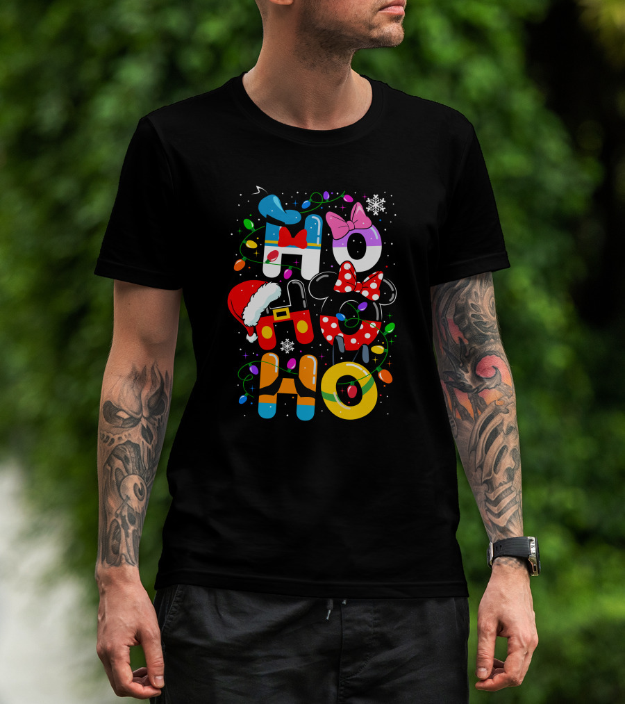 MK HHH Christmas Disney Characters Holiday Ho Ho Ho T-Shirt