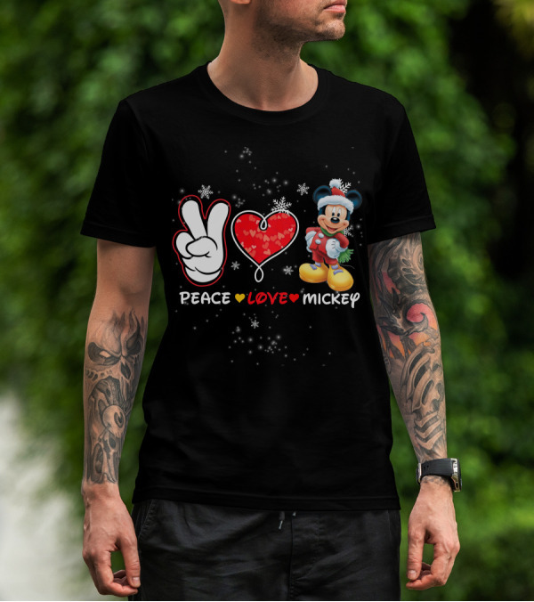 PEACE LOVE MICKEY CHRISTMAS T-Shirt