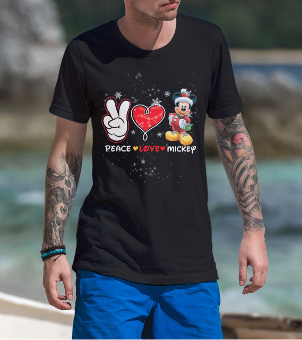 PEACE LOVE MICKEY CHRISTMAS T-Shirt