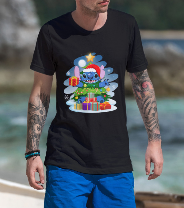 Stitch Christmas Tree Presents Holiday Cheer T-Shirt