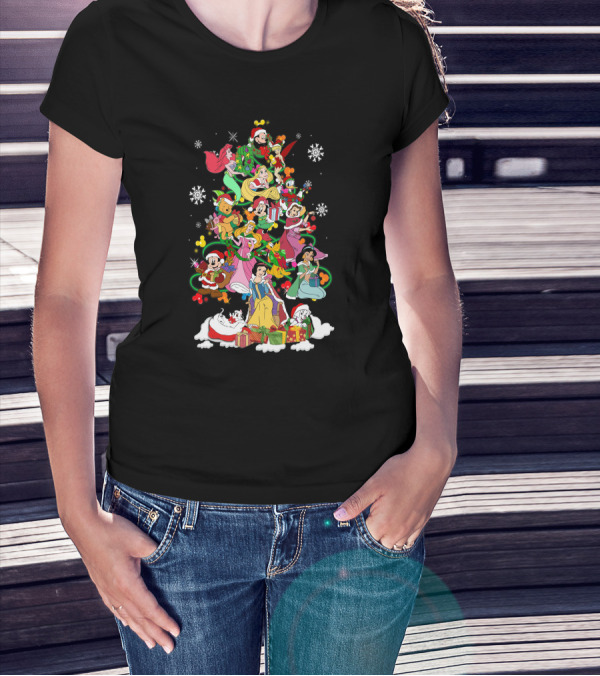 Mickey And Friends Christmas Disney Princesses Tree Holiday Magic T-Shirt