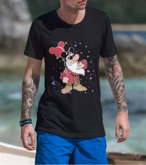 Grumpy With Mouse Ears Balloon And Confetti T-Shirt