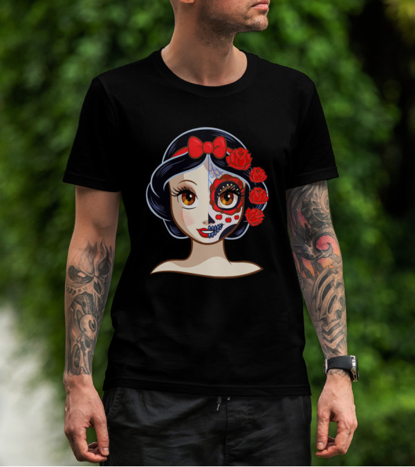 Snow White Sugar Skull Roses T-Shirt
