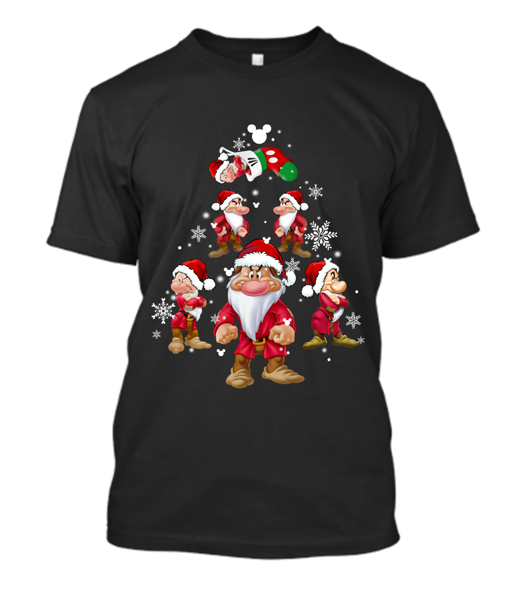 Grumpy Christmas Dwarf Santa Snowflake Tree Disney Stocking T-Shirt