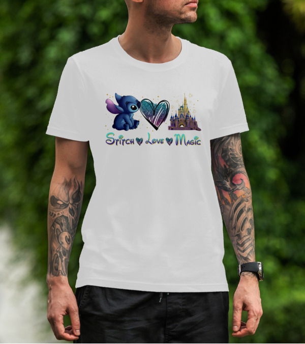Stitch Love Magic Heart Castle Fantasy T-Shirt