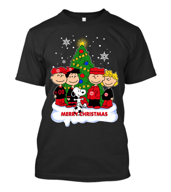 Eintracht Frankfurt Peanuts Merry Christmas With Snoopy And Christmas Tree T-Shirt