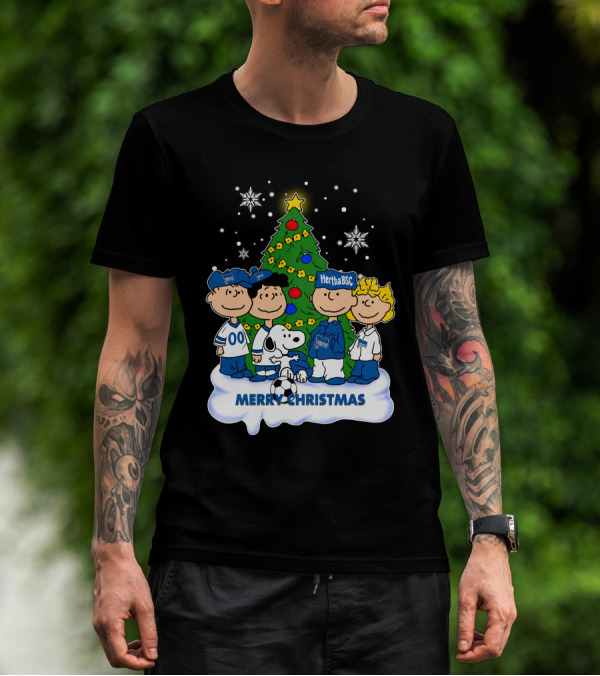Hertha BSC Peanuts Merry Christmas Tree Scene T-Shirt