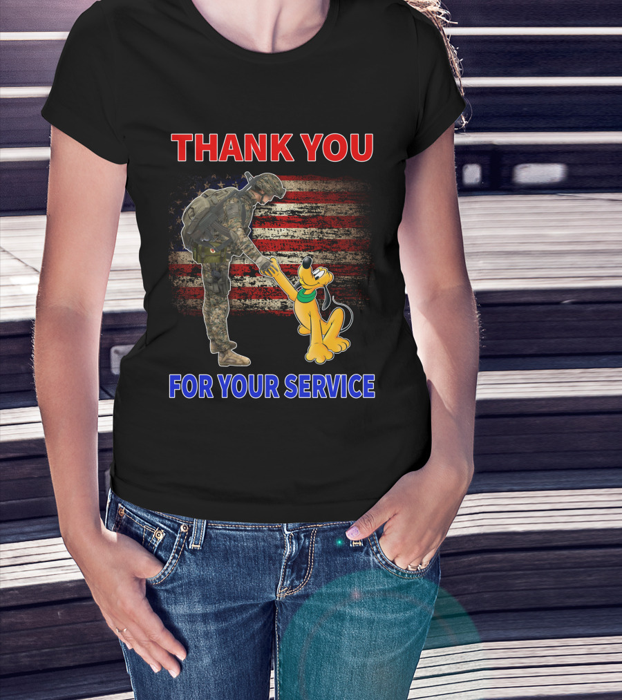Thank You For Your Service Pluto Soldier American Flag T-Shirt