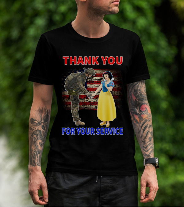 Thank You For Your Service Snow White Soldier Flag T-Shirt