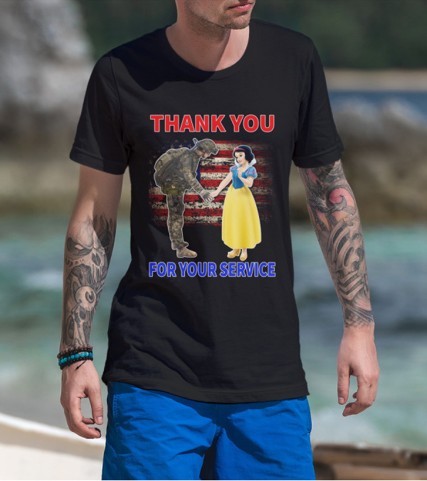 Thank You For Your Service Snow White Soldier Flag T-Shirt