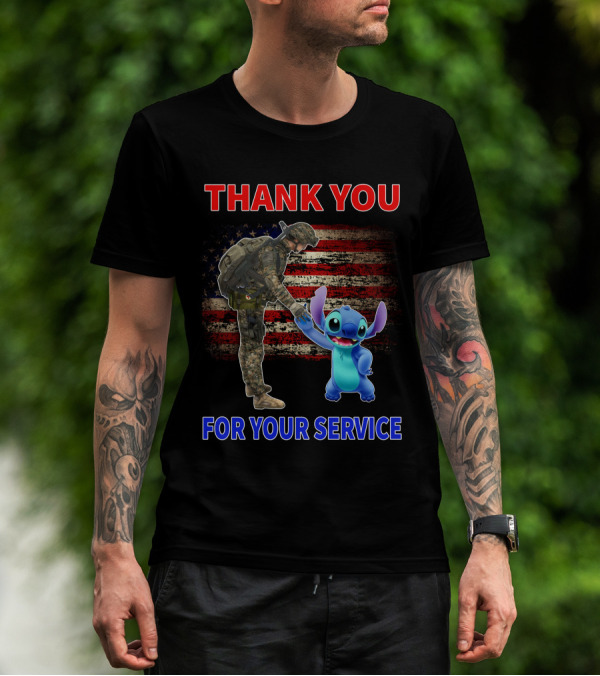 THANK YOU FOR YOUR SERVICE STITCH SOLDIER AMERICAN FLAG T-Shirt