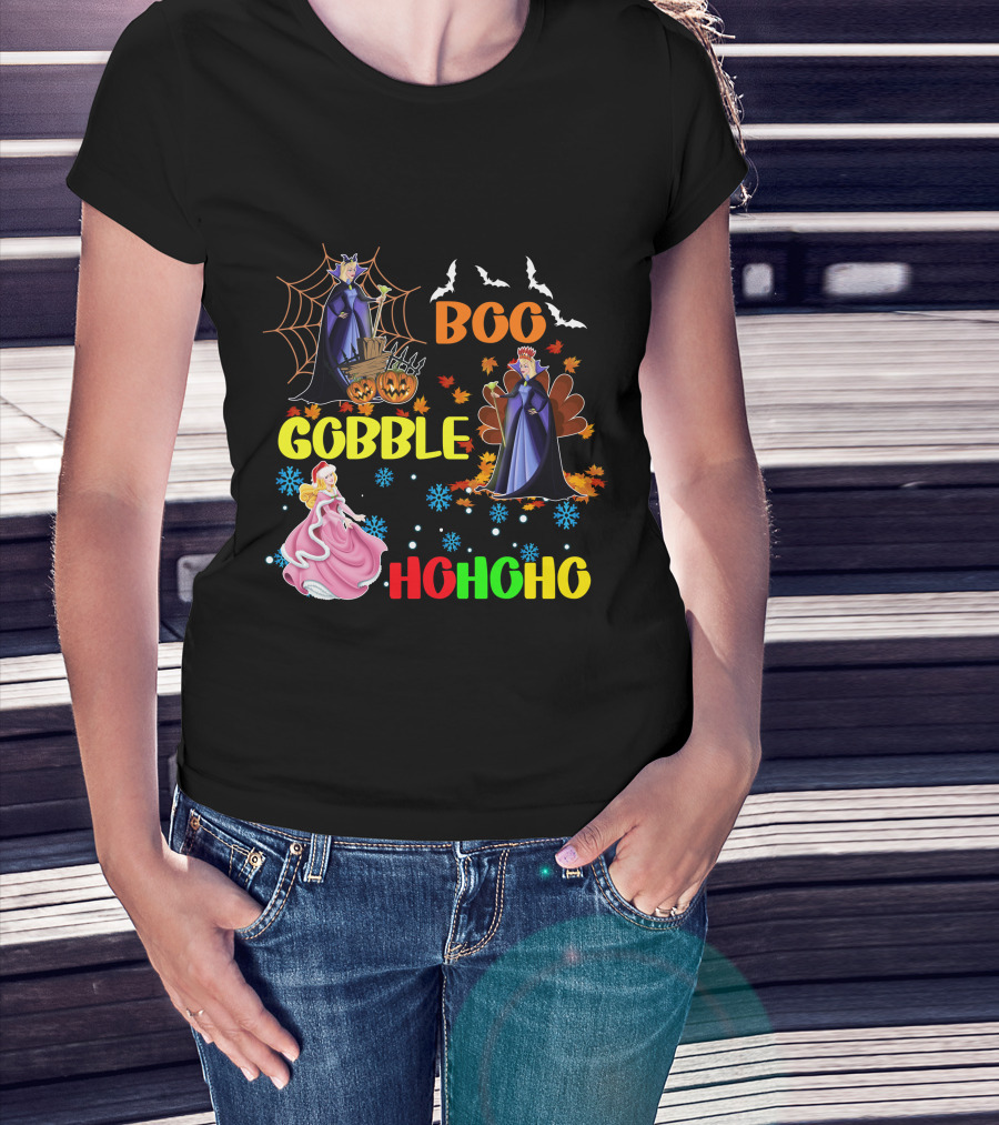Aurora Boo Gobble Ho Ho Ho HalloThanksMas T-Shirt