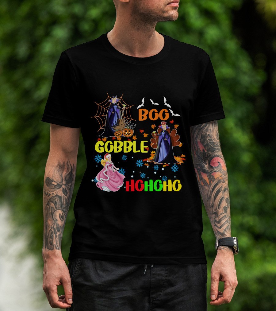 Aurora Boo Gobble Ho Ho Ho HalloThanksMas T-Shirt