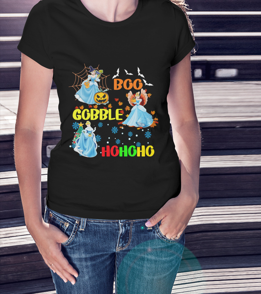 Cinderella Boo Gobble HoHoHo HalloThanksMas Holiday Mashup T-Shirt