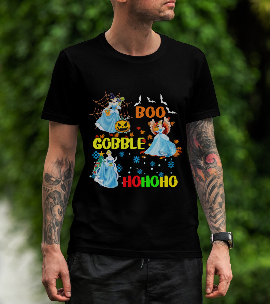 Cinderella Boo Gobble HoHoHo HalloThanksMas Holiday Mashup T-Shirt