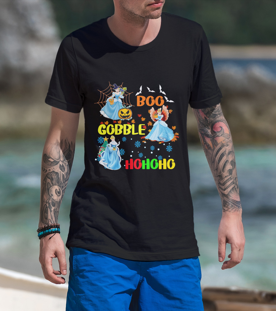 Cinderella Boo Gobble HoHoHo HalloThanksMas Holiday Mashup T-Shirt