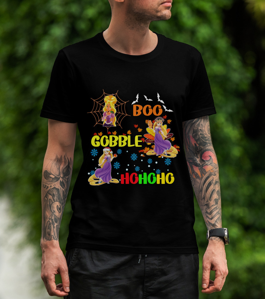 Rapunzel Boo Gobble HoHoHo HalloThanksMas T-Shirt