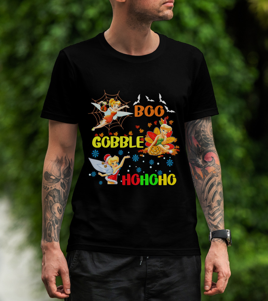 Tinkerbell Boo Gobble HoHoHo HalloThanksMas T-Shirt