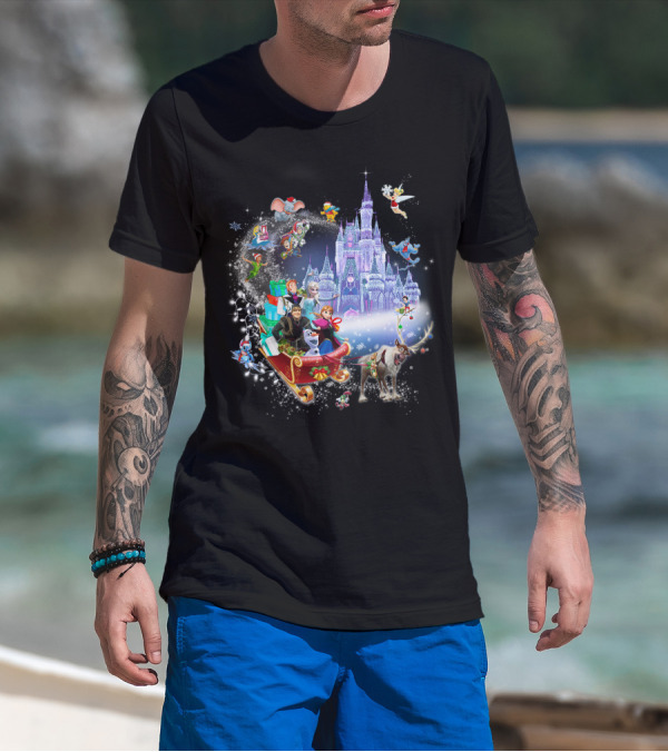 Frozen Disney Christmas Castle Sleigh Ride Adventure T-Shirt