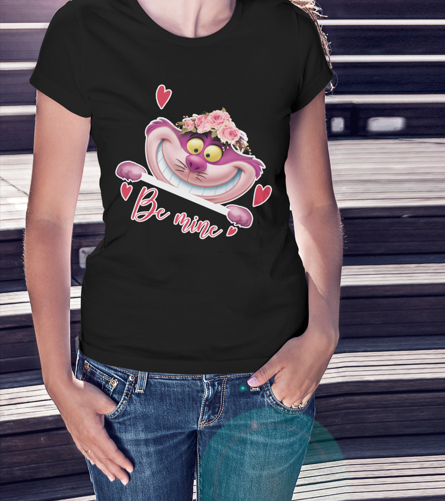 Cheshire Be Mine Valentine's Day Flower Crown Hearts T-Shirt
