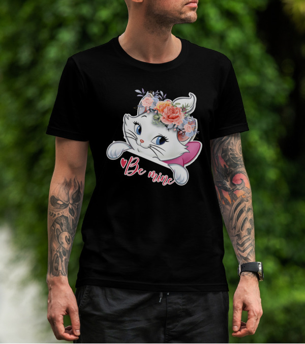 Marie Cat Be Mine Floral Headband T-Shirt