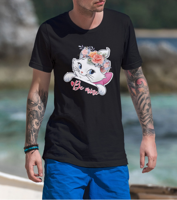 Marie Cat Be Mine Floral Headband T-Shirt
