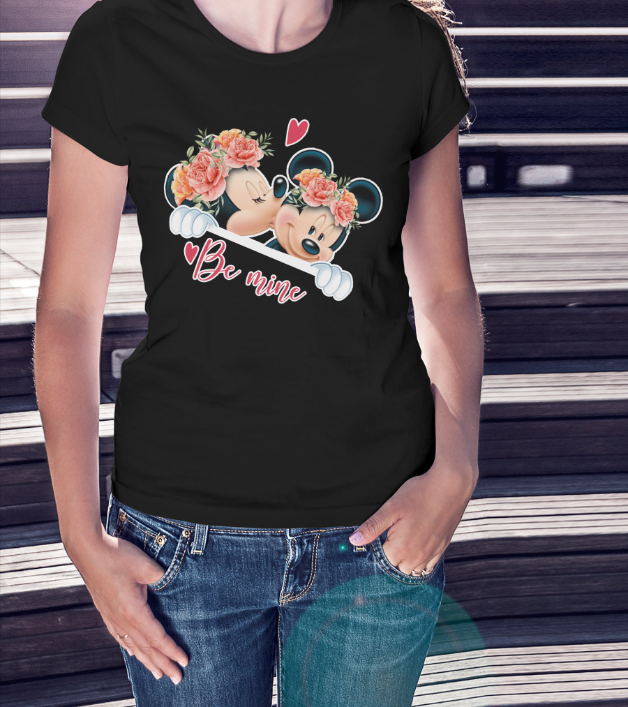Mickey Minnie Be Mine Floral Romance T-Shirt