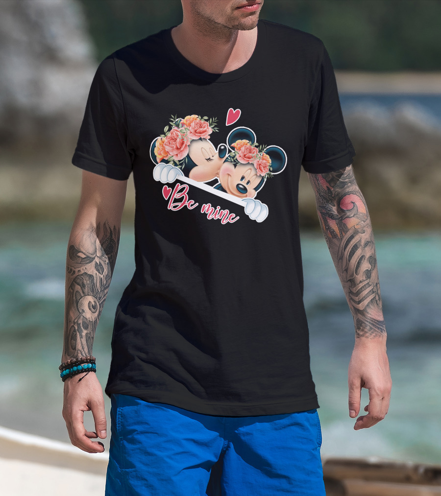 Mickey Minnie Be Mine Floral Romance T-Shirt