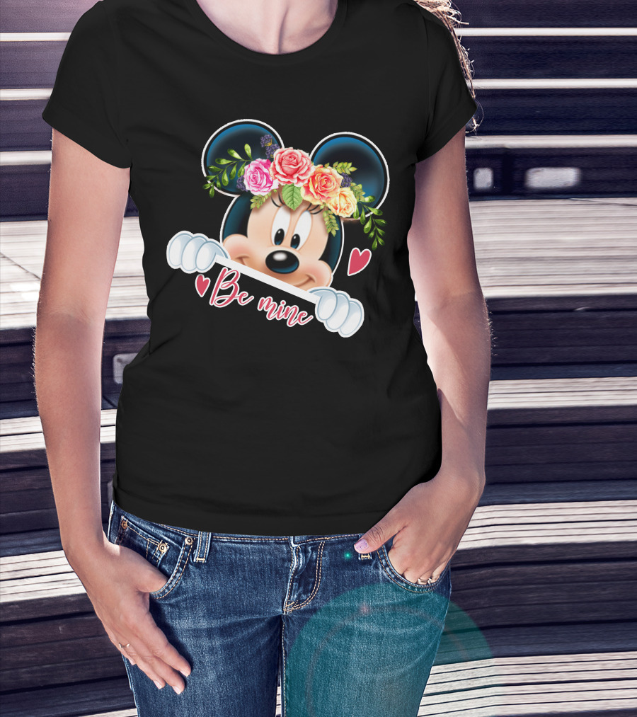 Minnie Mouse Be Mine Floral Hearts T-Shirt