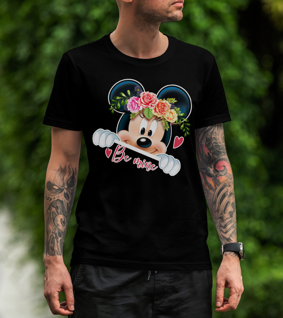 Minnie Mouse Be Mine Floral Hearts T-Shirt