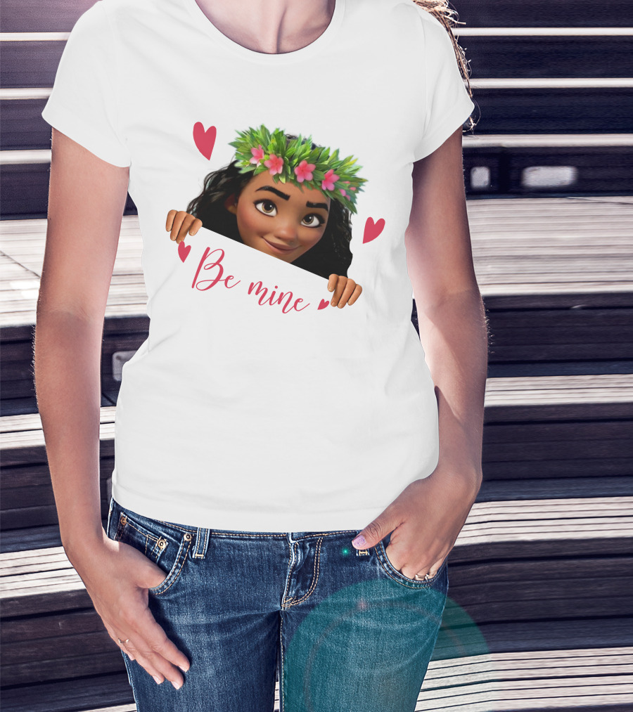 Moana Valentine's Be Mine Hearts Floral Crown T-Shirt