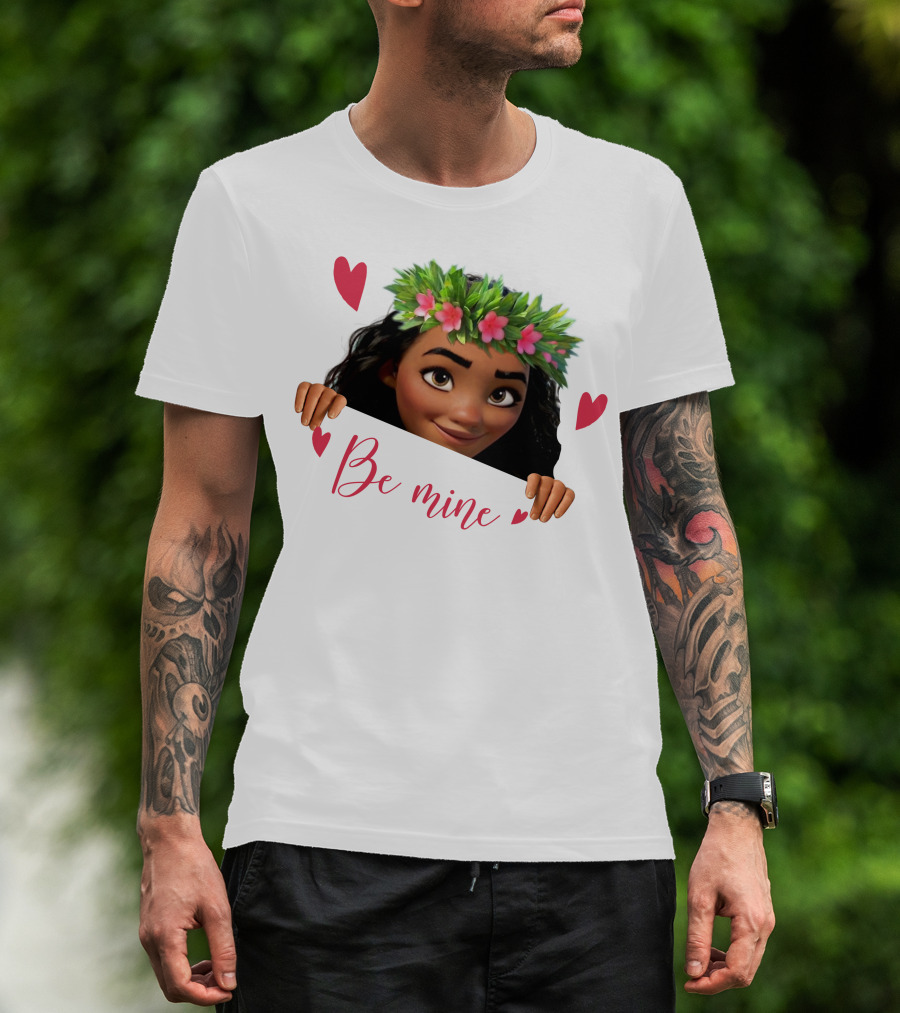 Moana Valentine's Be Mine Hearts Floral Crown T-Shirt