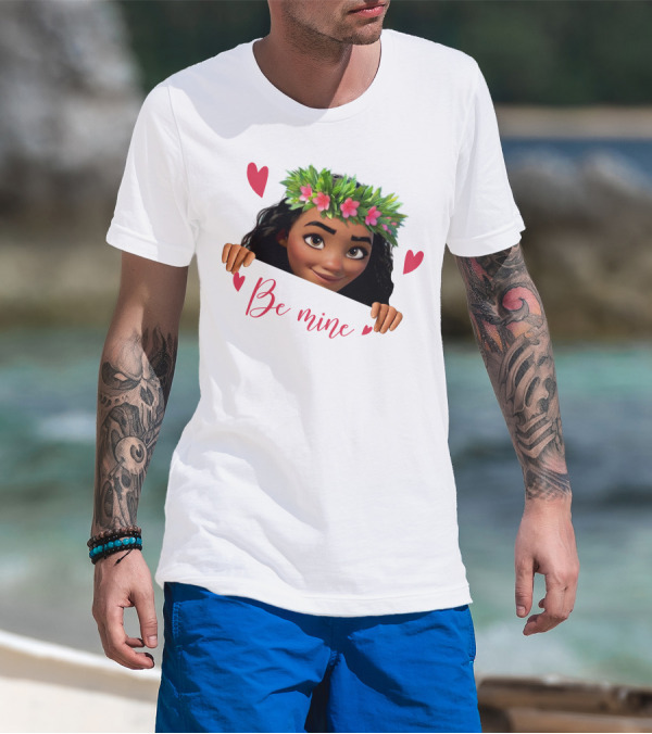 Moana Valentine's Be Mine Hearts Floral Crown T-Shirt