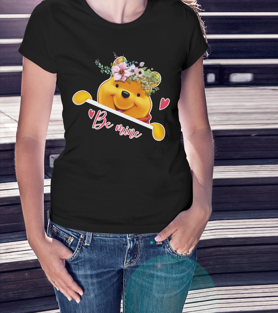 Be Mine Pooh Floral Heart T-Shirt